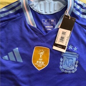 Adidas Blue Argentina Soccer Jersey with Gold FIFA Badge
